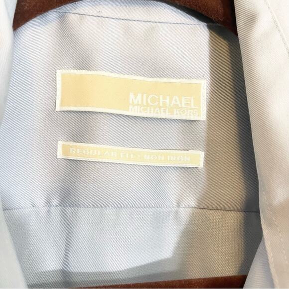 MICHAEL Michael Kors Men's Light Blue Collared Long Sleeve Dress Shirt Size 16.5 - Picture 10 of 13
